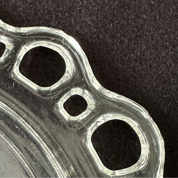 FIVE Vintage Open Work Clear Lace Glass Luncheon Plates by Lancaster Glass - Picture 8 of 10